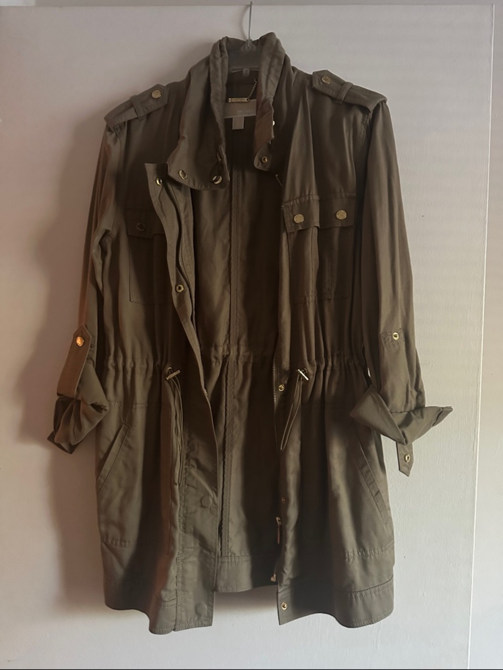 MICHAEL Michael Kors Olive Utility Jacket with Drawstring Waist